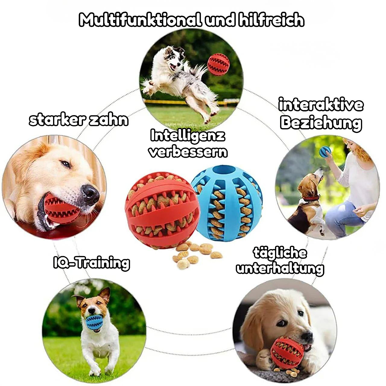 Interaktiver Hundeball – Kauen, Reinigen & Füttern